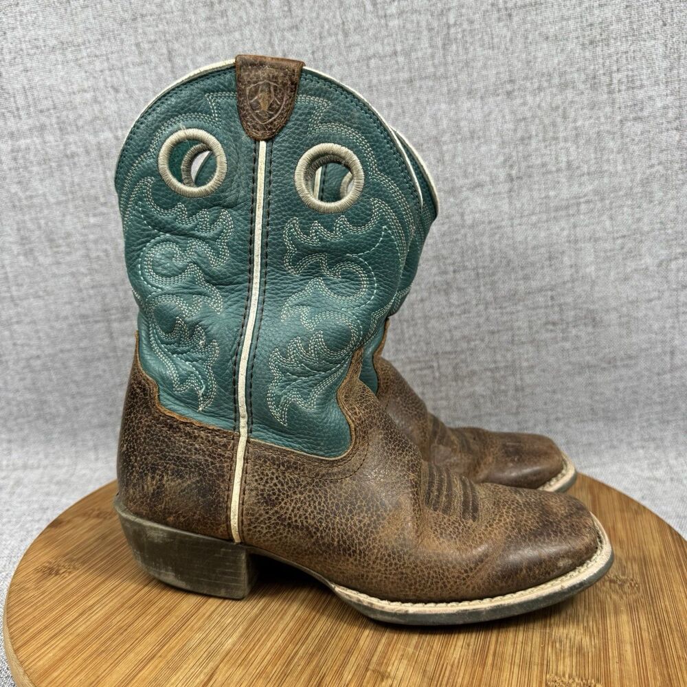 Ariat Crossfire Western Boots Youth Size 1 Cowboy Leather